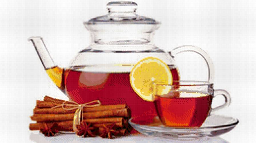 чайник с чаем и чашкой с корицей - чашки, корица, чайник, чай, кухня - предпросмотр