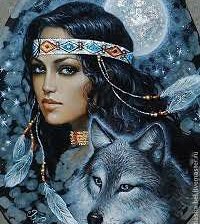 Схема вышивки «Девушка с волком»