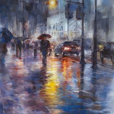 Схема вышивки «Дождливый город»