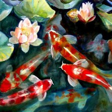 Схема вышивки «японские карпы»