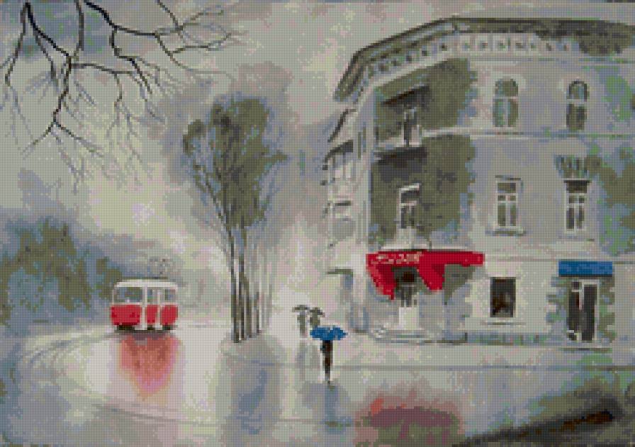 город в осенних сумерках - предпросмотр