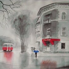 Схема вышивки «город в осенних сумерках»