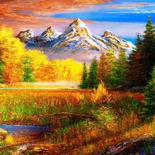 Схема вышивки «осень в горах»