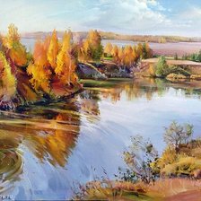 Схема вышивки «река осенью»