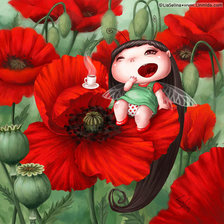 Схема вышивки «Девочка с маками»