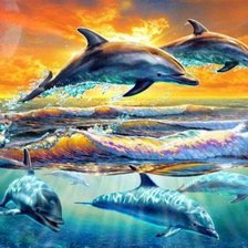 Схема вышивки «дельфины»