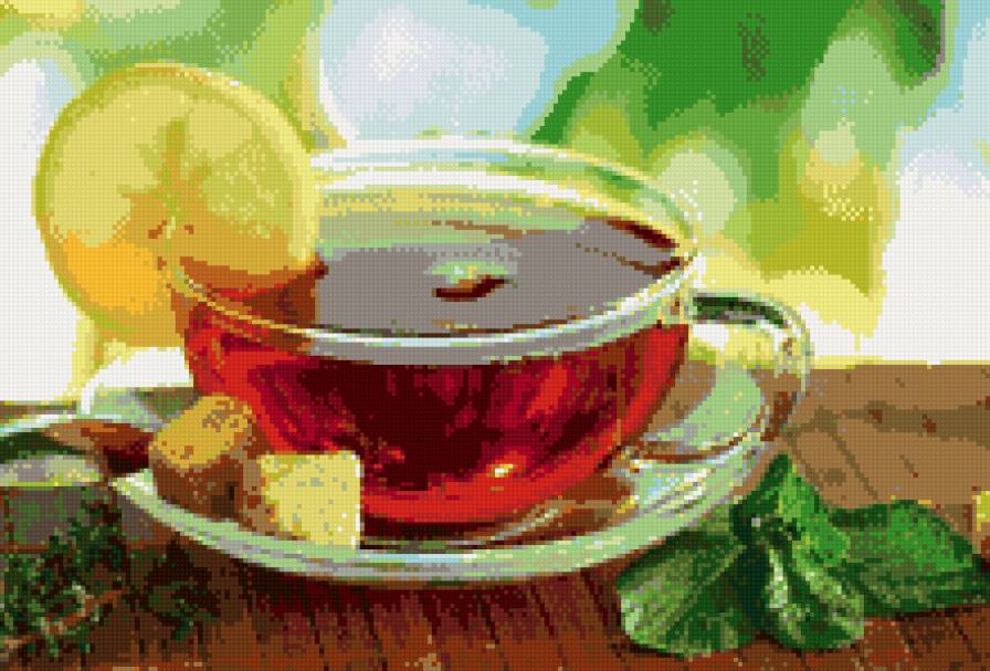 чай с лимоном - чашка, кухня, долька, чай, лимон, сахар - предпросмотр