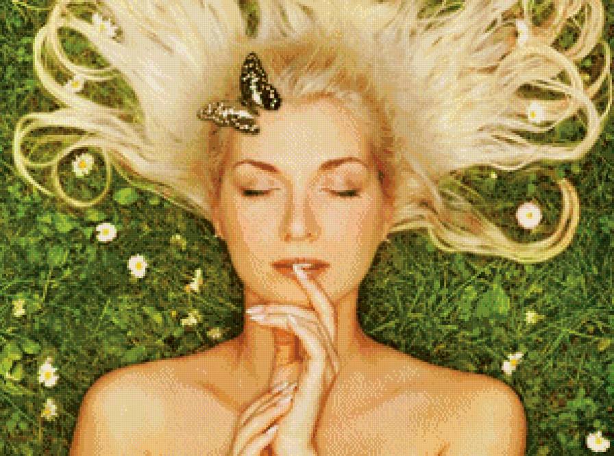 девушка с бабочкой - бабочка, девушка, лицо, люди - предпросмотр