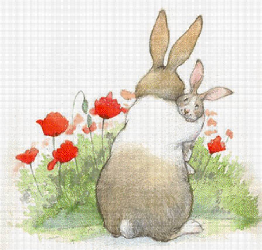 Мамина зайка - зайчата, материнство, живопись - предпросмотр