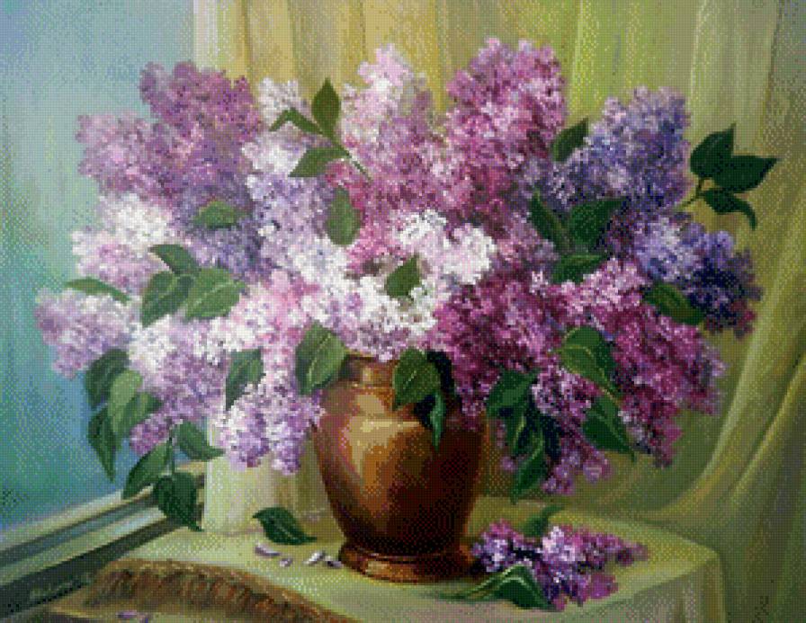 букет сирени - букет, сирень, живопись, ваза, цветы, весна - предпросмотр