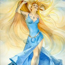 Схема вышивки «женщина в голубом»