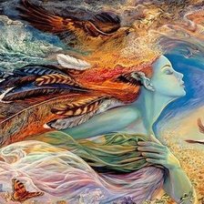 Схема вышивки «картина с девушкой и птицей»