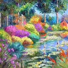 Схема вышивки «Цветы у озера»