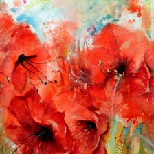 Схема вышивки «Красные цветы»