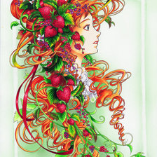 Схема вышивки «Девушка-клубничка»
