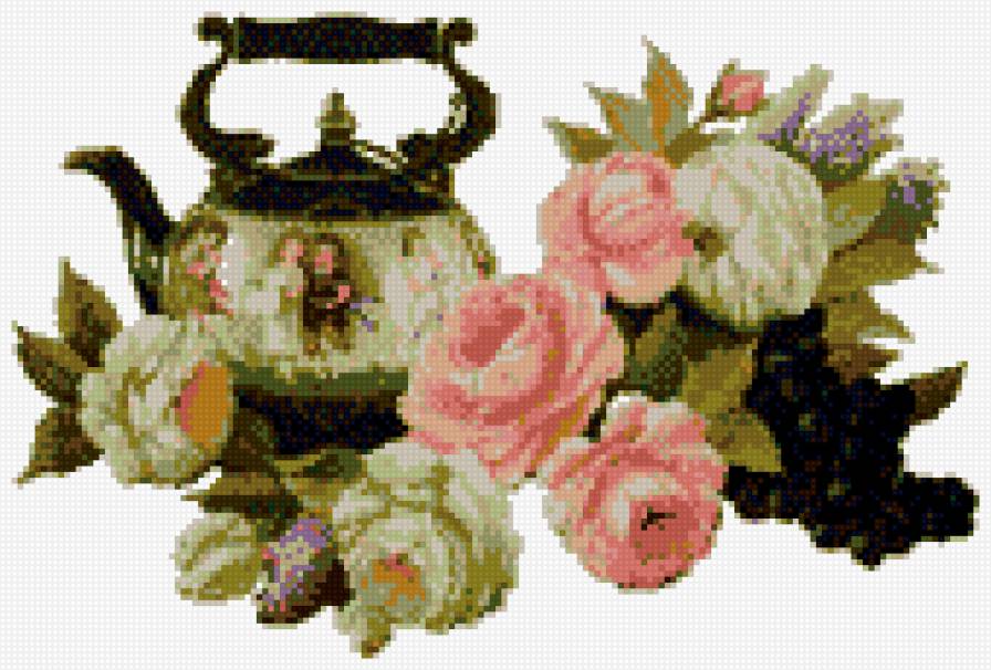 чайник с розами - предпросмотр