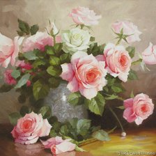 Схема вышивки «блеклые розы»