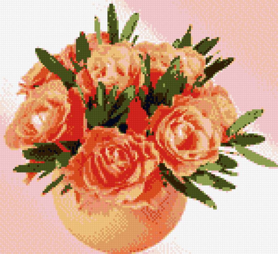 персиковые розы - предпросмотр