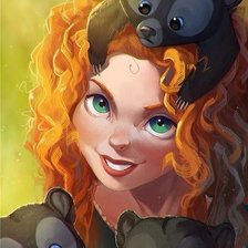 Схема вышивки «Девушка с медвежатами»