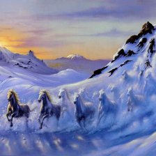 Схема вышивки «табун лошадей»