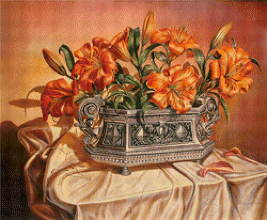 Лилии - стол, лилии, натюрморт - предпросмотр