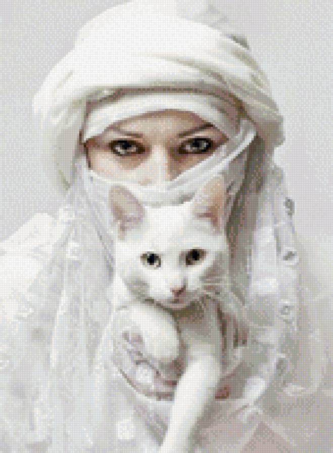 Кот и девушка - девушка, животные, кот - предпросмотр