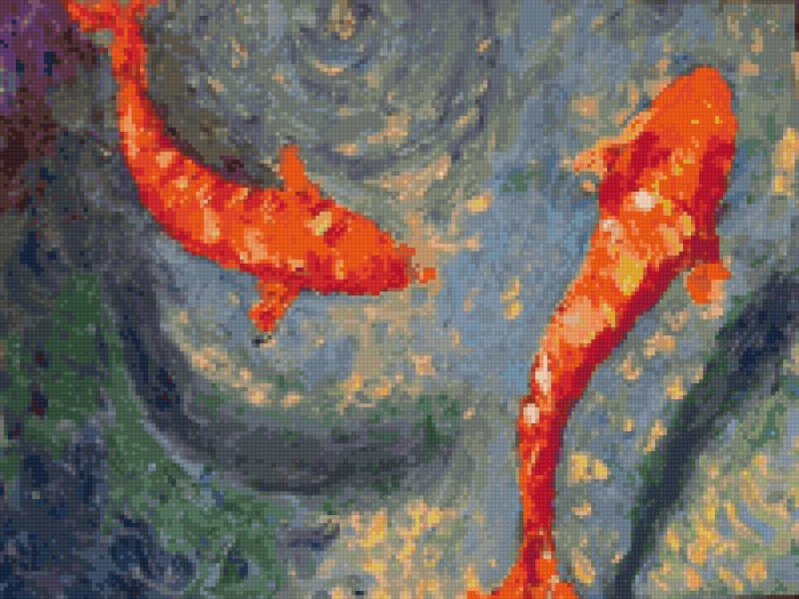 карпы - восток, рыба, картина, живопись - предпросмотр