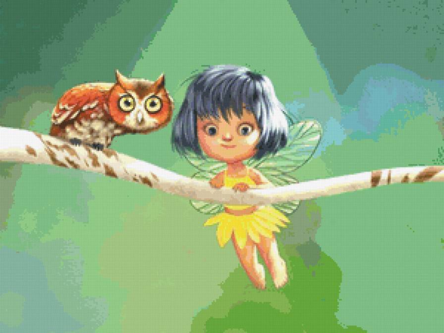 феечка с совой - фэнтази. фея. девочка - предпросмотр