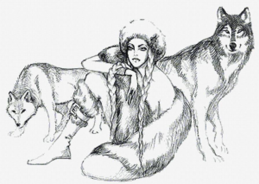 девушка и волки - предпросмотр