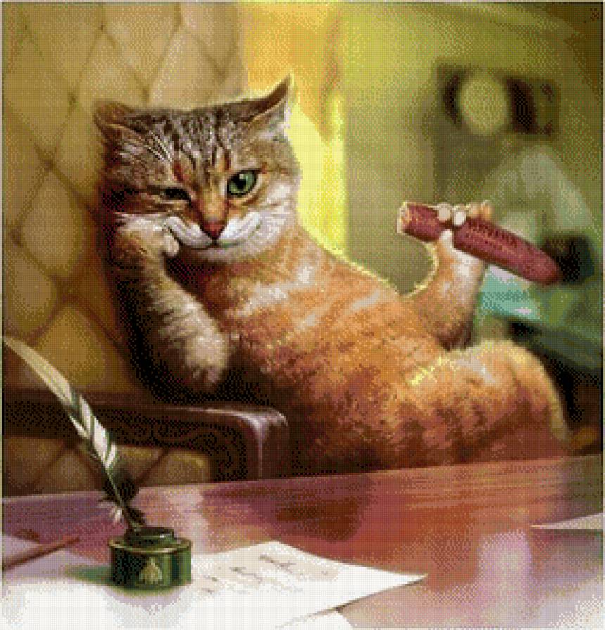 Сытость))) - живопись, юмор, коты - предпросмотр