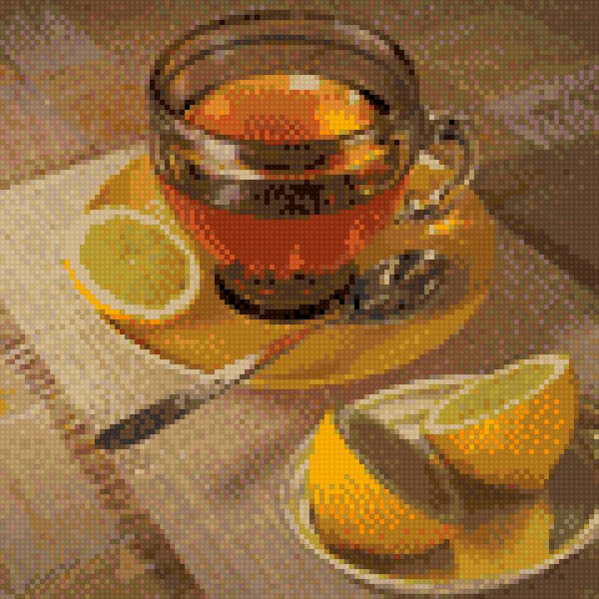 Чашка чая - чашка, лимон, чай, натюрморт - предпросмотр