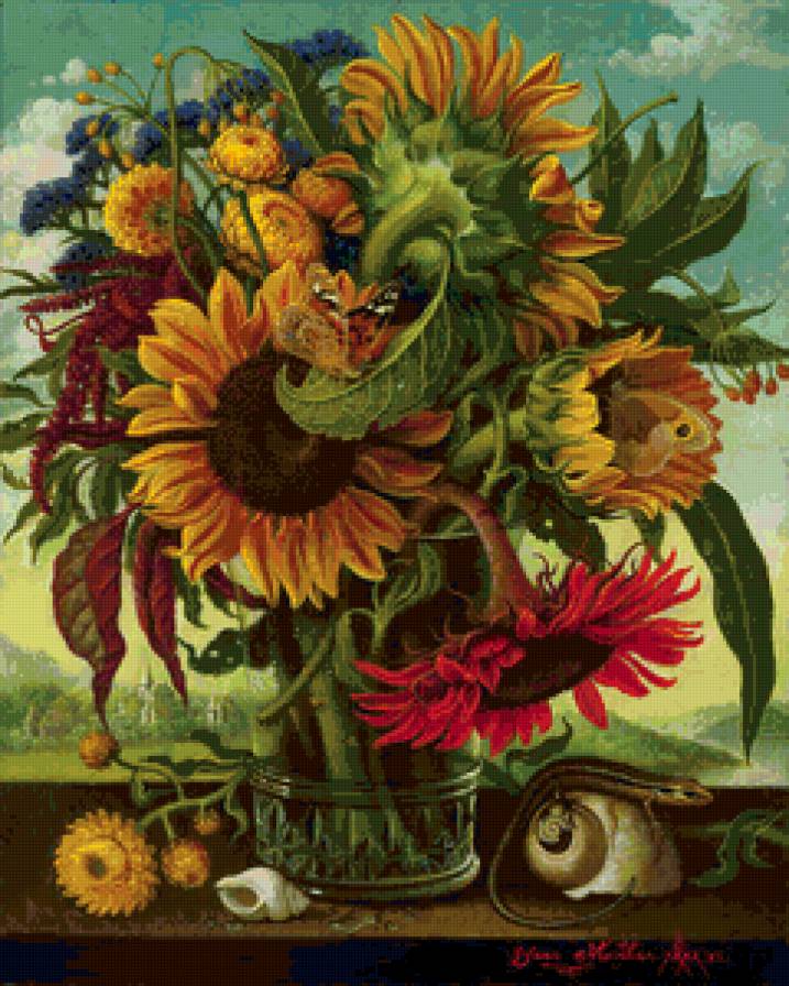 натюрморт - подсолнухи, натюрморт - предпросмотр