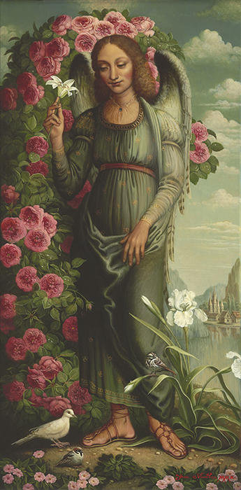 ангел в розах - ангел, девушка, розы - оригинал