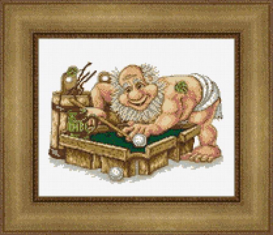 дед в бильярдной - игра, бильярд, пиво, банька - предпросмотр