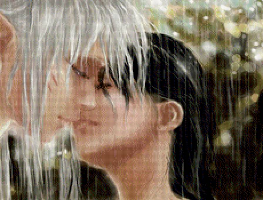 сладкий поцелуй - девушка, поцелуй, дождь, любовь - предпросмотр