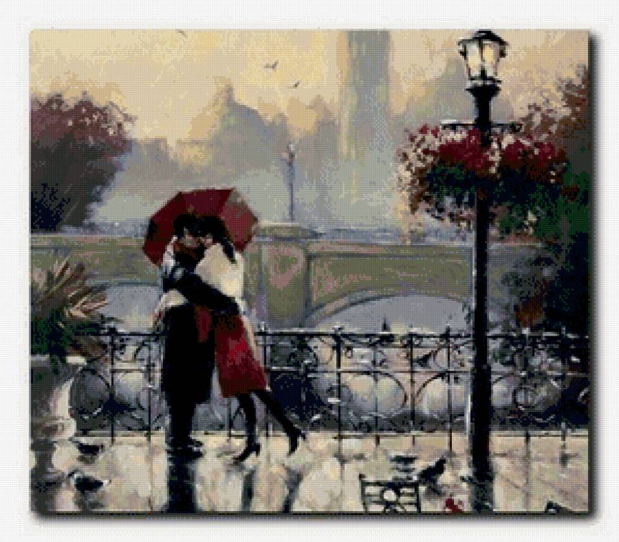 Двое под зонтом - двое, дождь, люди, зонт - предпросмотр