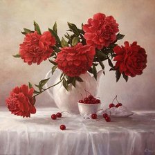 Схема вышивки «Красные пионы»