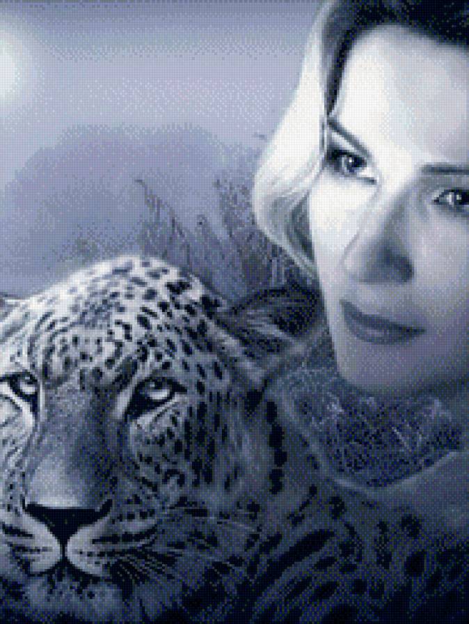 Две грации - гепард, девушка - предпросмотр