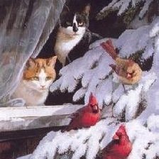 Схема вышивки «зимняя встреча»