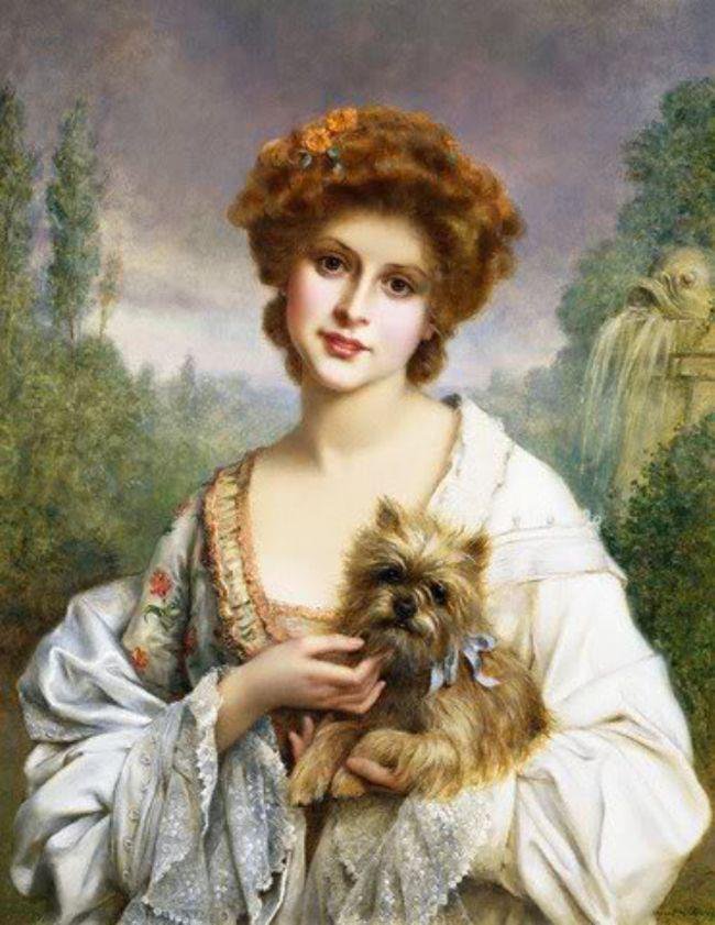 Дама с собачкой - девушка, собака, люди - оригинал