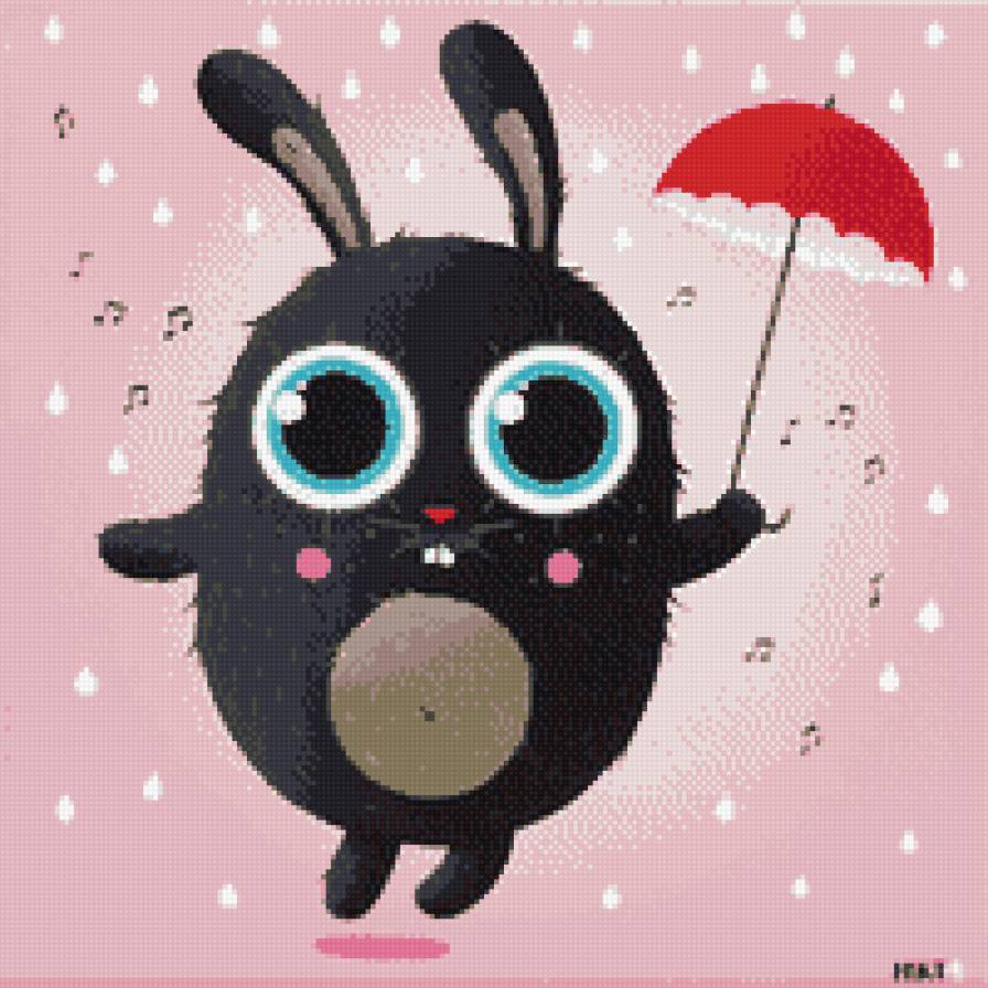 Зайчик с зонтиком - заяц, детское, животные - предпросмотр