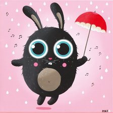 Схема вышивки «Зайчик с зонтиком»