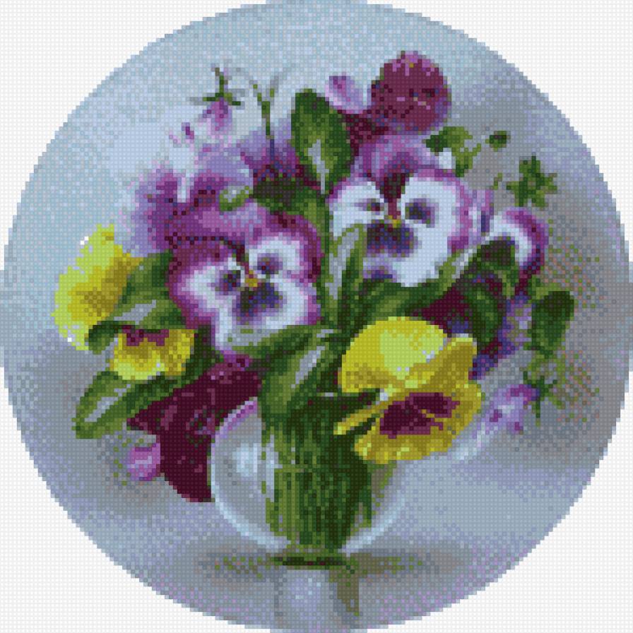 анютины в круглой банке - предпросмотр