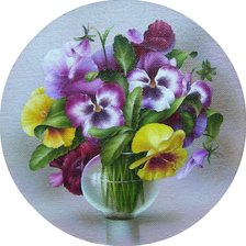 Схема вышивки «анютины в круглой банке»