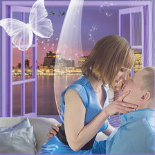 Схема вышивки «Двое у окна»