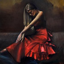 Схема вышивки «Девушка в красном»