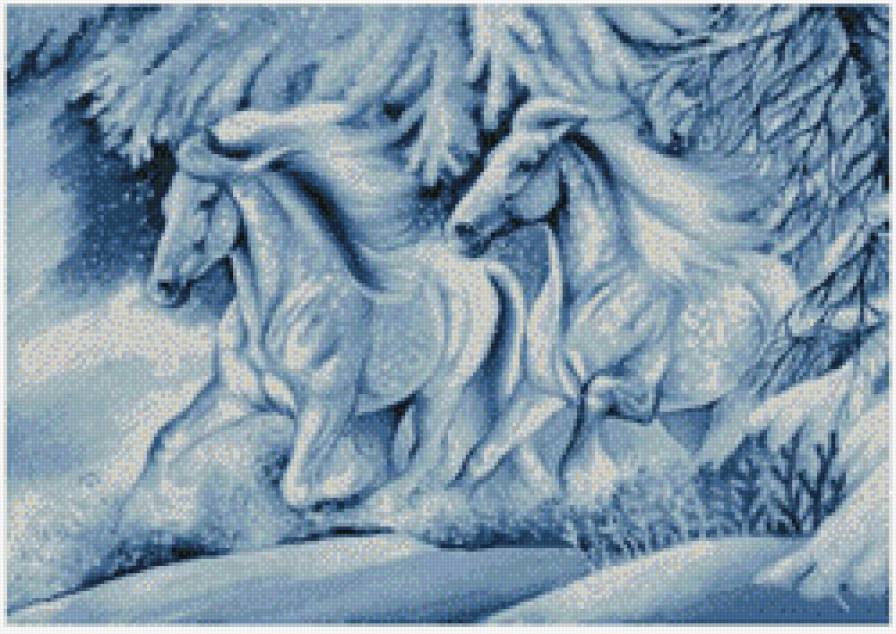 зимние лошадки - лошади, животные - предпросмотр