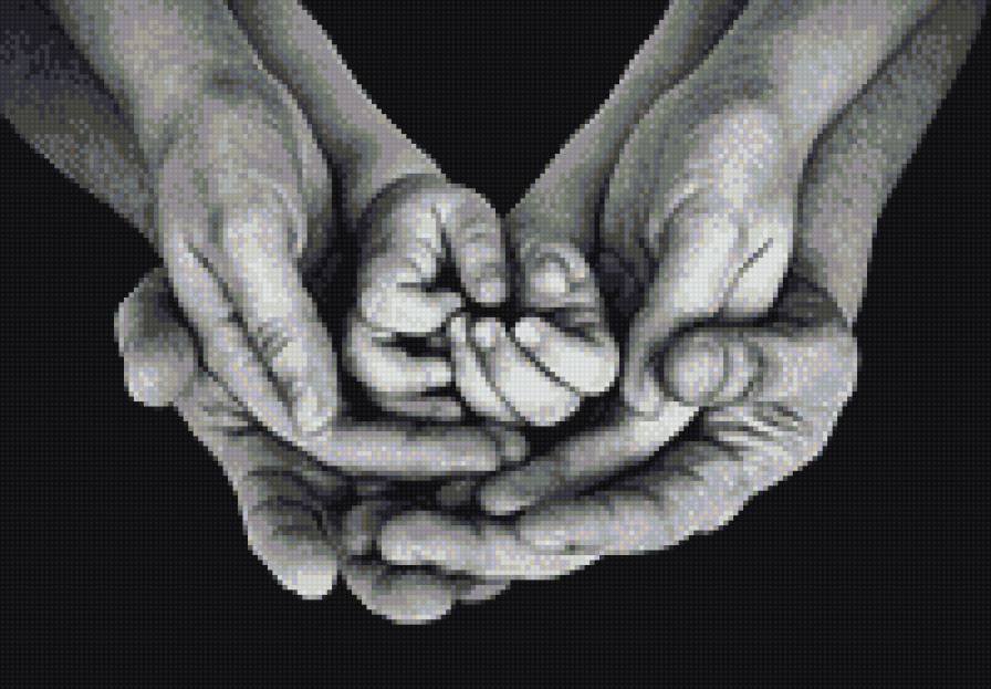 ладошки - монохром, детское - предпросмотр