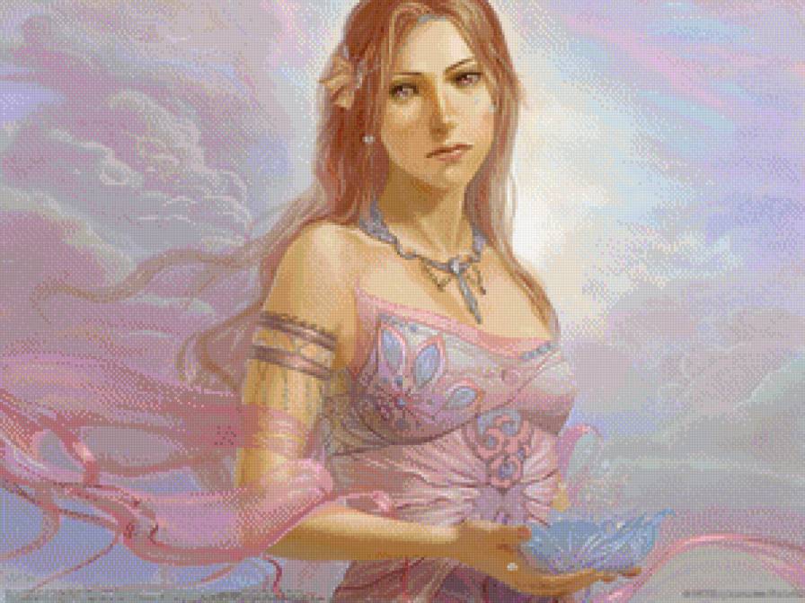 №658728 - красота, цветы, девушка, картина, фэнтези - предпросмотр