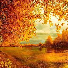 Схема вышивки «Осень на реке»